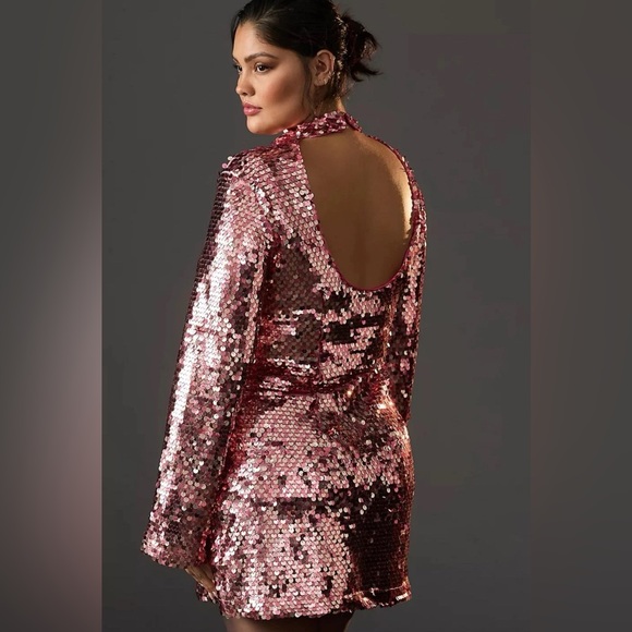 Anthropologie Maeve Pink Sequin Mini Dress NWT - Picture 5 of 9